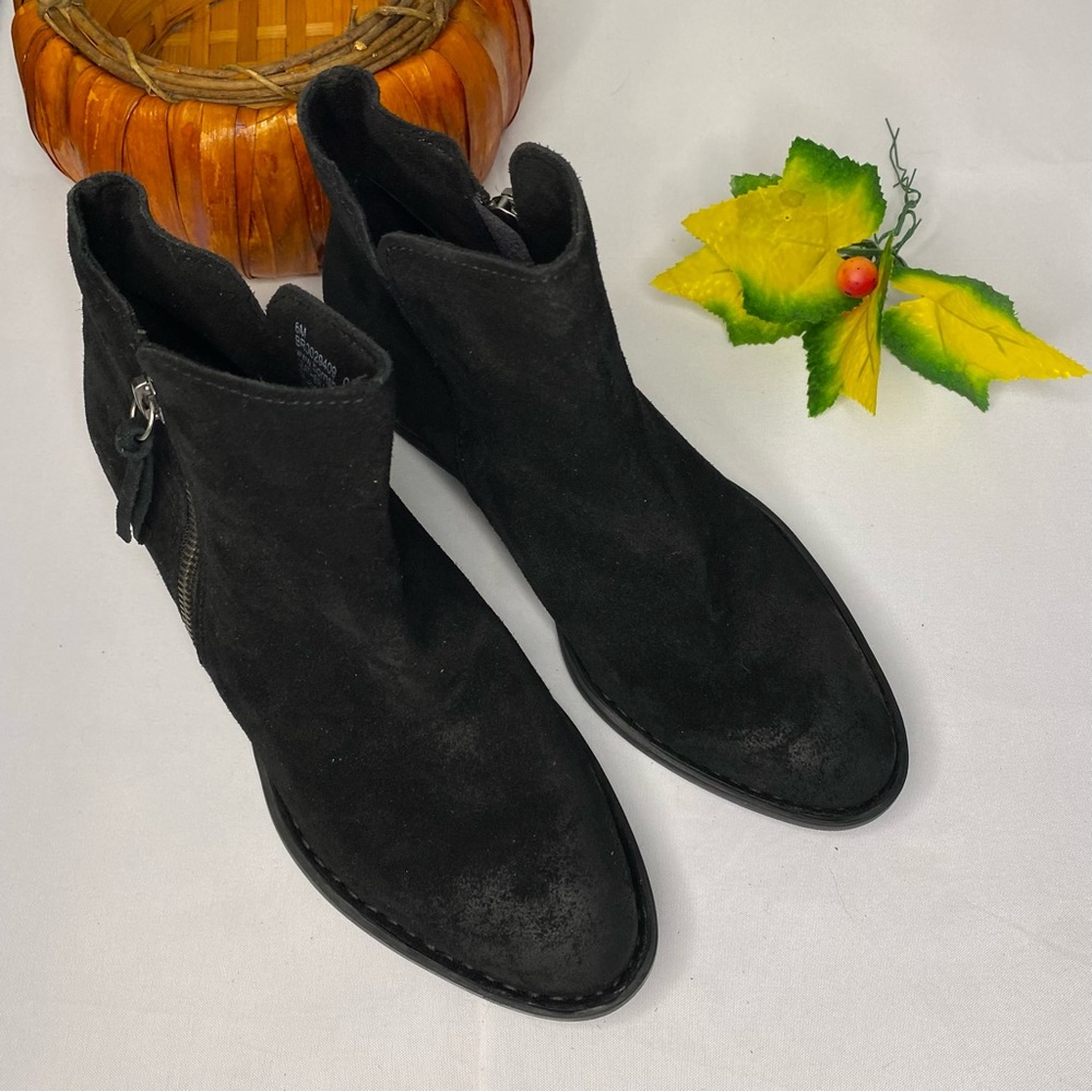 Born Suede Distressed Black Bootie Size 6